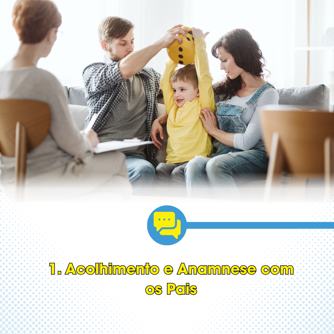 O primeiro passo é sempre a escuta. Dedicamos um tempo para acolher a família em um ambiente seguro e realizar uma anamnese detalhada. Mais do que uma simples entrevista, esta é a nossa oportunidade de entender a história de vida da criança, suas rotinas, os desafios diários e as expectativas da família. É a partir dessa conversa que começamos a construir a base de confiança e parceria que é essencial para todo o processo.